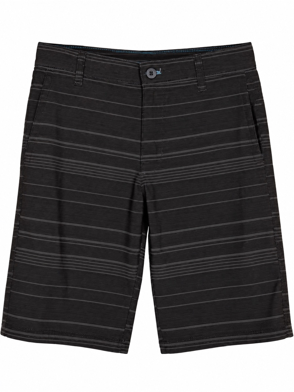 Burnside Boys Board Shorts 18 Black Gray Striped Stretch Swim Surf BK7841